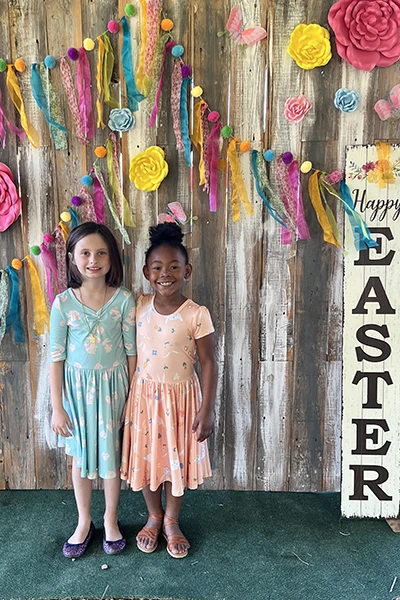 Easter party - two girls smiling