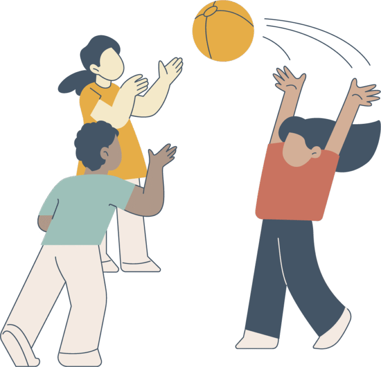 illustration of kids playing tossing ball